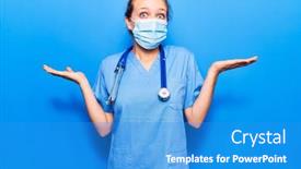  Presentation with medical face mask - Amazing theme having young-blonde-woman-wearing-doctor backdrop and a teal colored foreground