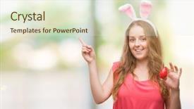  Presentation with easter resurrection - Theme consisting of young blonde woman wearing easter background and a  colored foreground