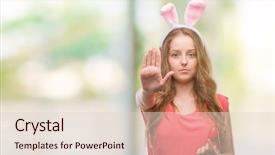  Presentation with easter - Audience pleasing PPT layouts consisting of young blonde woman wearing easter backdrop and a  colored foreground