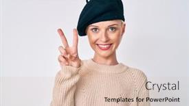  Presentation with look - Cool new slide set with young-blonde-woman-wearing-french backdrop and a lemonade colored foreground