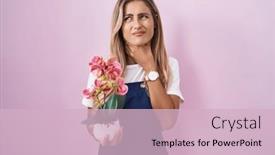  Presentation with sore throat - PPT layouts with young-blonde-woman-wearing-gardener background and a lemonade colored foreground