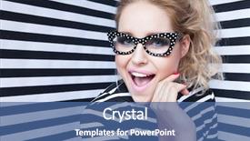  Presentation with glamour - PPT theme consisting of young blonde woman wearing glasses background and a ocean colored foreground