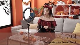  Presentation with recording - Presentation theme featuring young-blonde-woman-wearing-katrina background and a tawny brown colored foreground