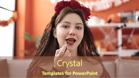  Presentation with lipstick - Slide deck featuring young-blonde-woman-wearing-katrina background and a tawny brown colored foreground