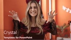  Presentation with scary - Slide deck featuring young-blonde-woman-wearing-katrina background and a  colored foreground