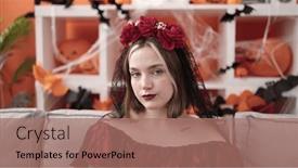  Presentation with costume - Slide set featuring young-blonde-woman-wearing-katrina background and a coral colored foreground