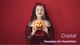  Presentation with halloween - Presentation having young-blonde-woman-wearing-katrina background and a tawny brown colored foreground