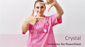  Presentation with frame pink - Slides with young-blonde-woman-wearing-pink background and a coral colored foreground