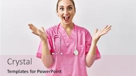  Presentation with nursing pink - Slide deck enhanced with young-blonde-woman-wearing-pink background and a lemonade colored foreground