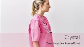  Presentation with pink - PPT layouts enhanced with young-blonde-woman-wearing-pink background and a coral colored foreground