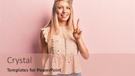  Presentation with princess - Presentation with young-blonde-woman-wearing-princess background and a coral colored foreground