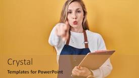  Presentation with professional - Slides featuring young-blonde-woman-wearing-professional background and a gold colored foreground