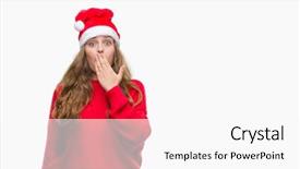  Presentation with santa - PPT theme enhanced with young blonde woman wearing santa background and a white colored foreground