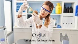  Presentation with arabian woman wearing hijab muslim - PPT layouts having young-blonde-woman-wearing-scientist background and a soft green colored foreground