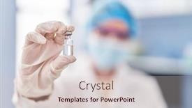  Presentation with medical vaccine - PPT theme featuring young-blonde-woman-wearing-scientist background and a lemonade colored foreground