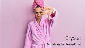  Presentation with negative - Cool new PPT layouts with young-blonde-woman-wearing-shower backdrop and a lemonade colored foreground