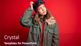  Presentation with winter weather - Presentation enhanced with young-blonde-woman-wearing-ski background and a wine colored foreground