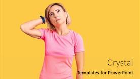  Presentation with sportswear - Amazing PPT theme having young-blonde-woman-wearing-sportswear backdrop and a yellow colored foreground