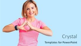  Presentation with heart love - Colorful theme enhanced with young-blonde-woman-wearing-sportswear backdrop and a cool aqua colored foreground