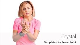  Presentation with arthritis - PPT theme consisting of young-blonde-woman-wearing-sportswear background and a white colored foreground