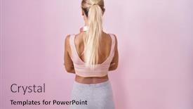  Presentation with sportswear - PPT theme featuring young-blonde-woman-wearing-sportswear background and a  colored foreground