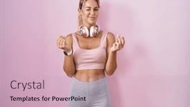  Presentation with sportswear - Slides featuring young-blonde-woman-wearing-sportswear and a soft green colored foreground