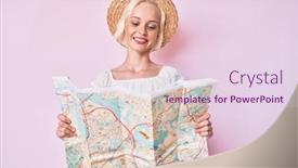  Presentation with city map - Colorful presentation theme enhanced with young-blonde-woman-wearing-summer backdrop and a lemonade colored foreground