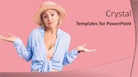  Presentation with summer - Cool new slides with young-blonde-woman-wearing-summer backdrop and a coral colored foreground