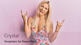  Presentation with rock music - Amazing presentation theme having young-blonde-woman-wearing-swimsuit backdrop and a soft green colored foreground