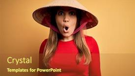  Presentation with rice paddy - Amazing PPT layouts having young-blonde-woman-wearing-traditional backdrop and a tawny brown colored foreground