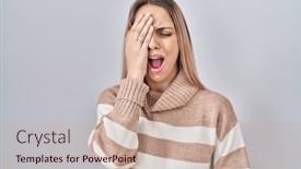  Presentation with face pain - Slides featuring young-blonde-woman-wearing-turtleneck background and a soft green colored foreground