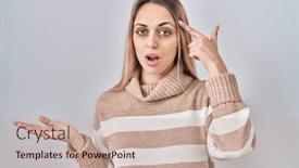  Presentation with think - Theme featuring young-blonde-woman-wearing-turtleneck background and a soft green colored foreground