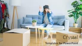  Presentation with simulation - Amazing presentation theme having reality glasses playing a simulation backdrop and a coral colored foreground