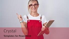  Presentation with waiter - Presentation consisting of young-blonde-woman-wearing-waiter background and a  colored foreground