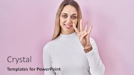  Presentation with pink white - Slide set with young-blonde-woman-wearing-white background and a lemonade colored foreground