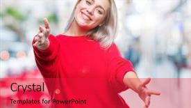  Presentation with winter - Audience pleasing presentation theme consisting of young blonde woman wearing winter backdrop and a  colored foreground