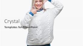  Presentation with winter - PPT theme with young blonde woman wearing winter sweater over isolated background smiling making frame with hands and fingers with happy face creativity and photography concept background and a white colored foreground