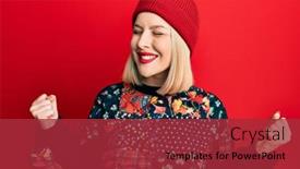  Presentation with wool - Beautiful presentation featuring young-blonde-woman-wearing-wool backdrop and a red colored foreground