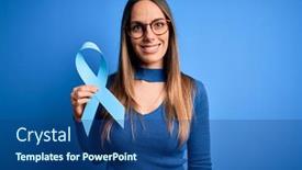  Presentation with colon cancer - Colorful presentation theme enhanced with young-blonde-woman-with-blue backdrop and a ocean colored foreground