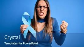  Presentation with colon cancer - Colorful PPT theme enhanced with young-blonde-woman-with-blue backdrop and a ocean colored foreground