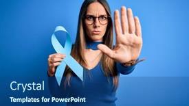  Presentation with colon cancer - PPT theme enhanced with young-blonde-woman-with-blue background and a ocean colored foreground