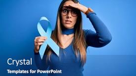  Presentation with colon cancer - Cool new PPT theme with young-blonde-woman-with-blue backdrop and a ocean colored foreground