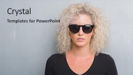  Presentation with curly hair - PPT layouts having young blonde woman with curly background and a light gray colored foreground