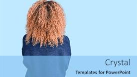  Presentation with curly hair - Colorful presentation theme enhanced with young-blonde-woman-with-curly backdrop and a  colored foreground