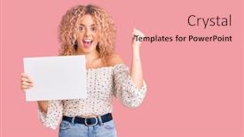  Presentation with poster - Presentation featuring young-blonde-woman-with-curly background and a coral colored foreground