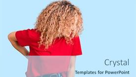  Presentation with backache - Slide deck having young-blonde-woman-with-curly background and a white colored foreground