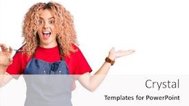  Presentation with barber - Theme having young-blonde-woman-with-curly background and a white colored foreground