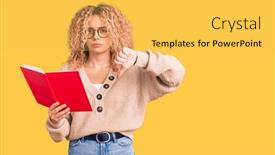  Presentation with curly hair - Slide deck enhanced with young-blonde-woman-with-curly background and a yellow colored foreground