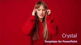  Presentation with headache - Slides enhanced with young-blonde-woman-with-headache background and a  colored foreground