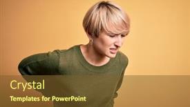  Presentation with backache - Presentation theme having young-blonde-woman-with-modern background and a tawny brown colored foreground